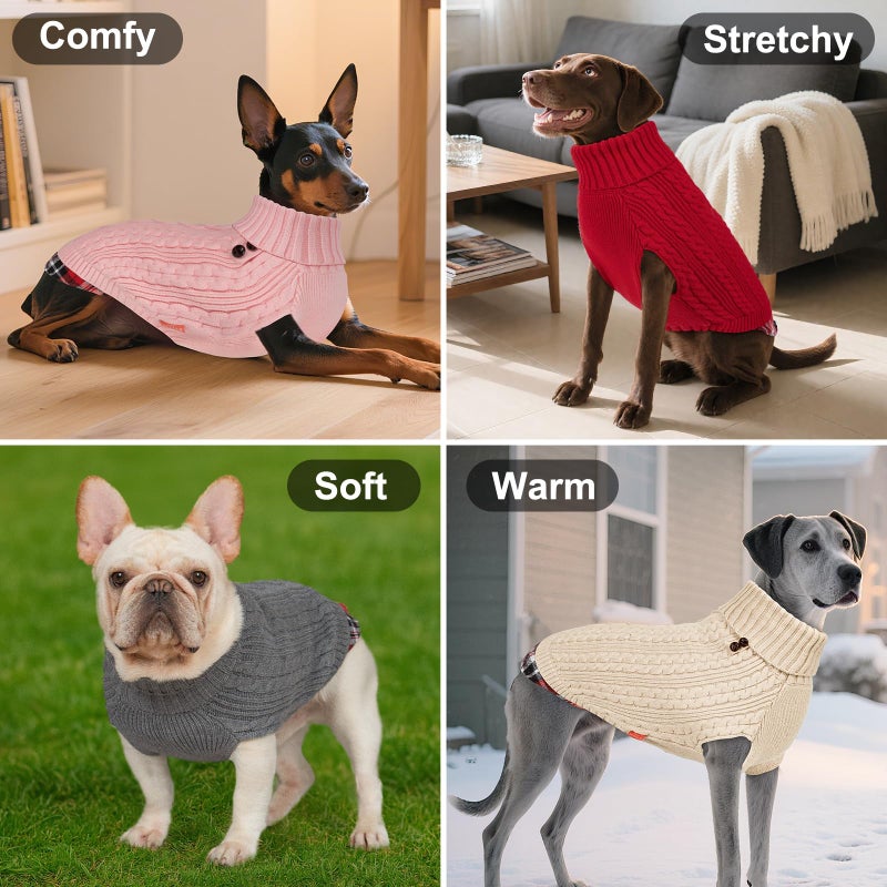 KYEESE Dog Sweater Stretchy Soft Pullover Dog Sweaters for Medium Dogs Girl Thick Pet Coat for Fall Winter Cold Weather Warm Turtleneck Medium Dogs Sweater - Image 3